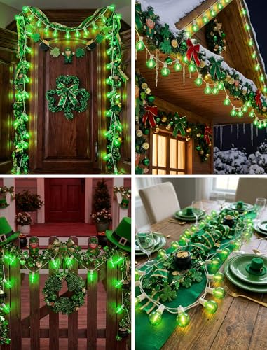 25FT G40 LED Green String Lights Outdoor with 27 Shatterproof Globe Bulbs - color: Clear Green, size: 25Ft