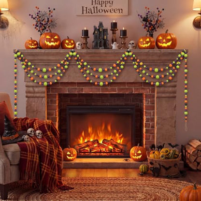 Giegxin 1 Pcs Halloween Wooden Bead Garland, Black, Orange, Green, Purple - color: Black, Orange, Green, Purple
