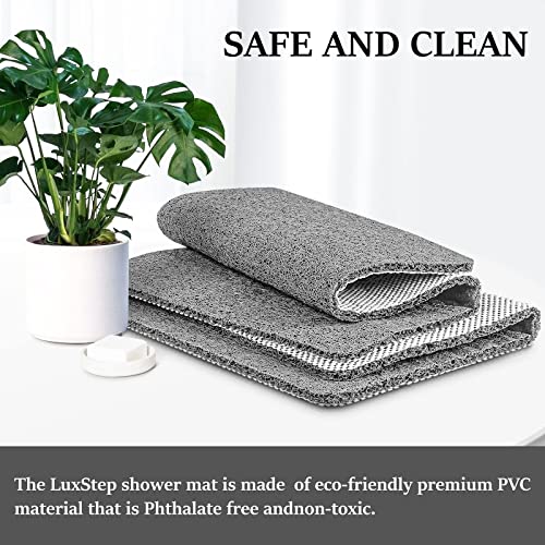 LuxStep Shower Mat Bathtub Mat Non-Slip Bath Mat with Drain, Quick Drying - color: Stylish Grey, size: 47" x 16" (Rectangular)