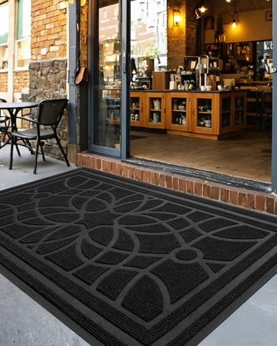 DEXI Front Door Mat Outside Entrance 3x5, Heavy Duty Non Slip, Black - color: Black, size: 35" X 59" (Rectangular)