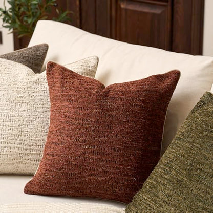 Yangest Chenille Pillow Cover 20 x 20 Inches, Thick Textured Square Throw Pillow Cover Farmhouse Modern Soft Accent Couch Neutral Pillow Cover for Living Room Bedroom, Red - color: Red, size: 20" x 20" (Pack of 1)
