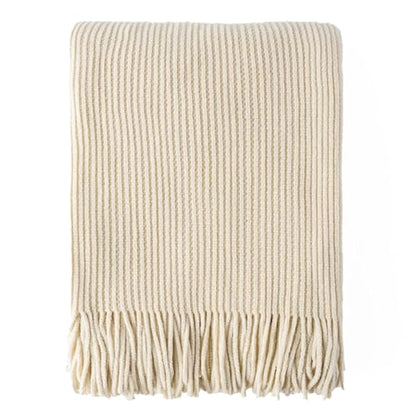 BATTILO HOME Beige Throw Blanket for Couch, 50"x60" - color: Chenille-beige, size: 50 x 60 in.