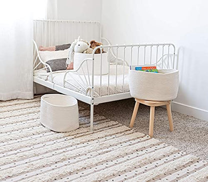 OrganiHaus Cotton Rope Baskets for Shelves, Set of 3, 15x9x10 - color: Full Off-White