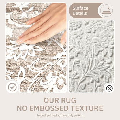 Soalmost Washable Round Rug 9ft for Living Room,Soft Circle Rug Light Brown - color: Light Brown, size: 9' (Round)