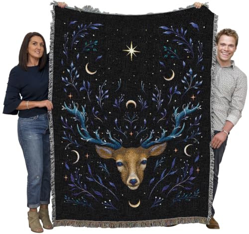 Pure Country Weavers Deer Dream Blanket by Episodic Drawing- Fantasy Gift Tapestry Throw Woven from Cotton - Made in The USA (72x54) - color: Deer Dream, size: 72x54