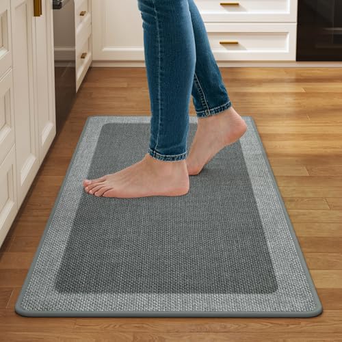 Kitchen Rugs Non Slip Rubber Backing Kitchen Mat 17"x30" Grey - color: Grey, size: 17"x30"