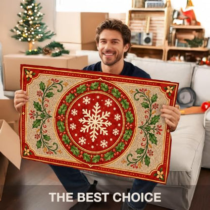 Christmas Snowflake Faux Coco Coir Doormat Door Mat 17x30 Inch - color: Christmas 01