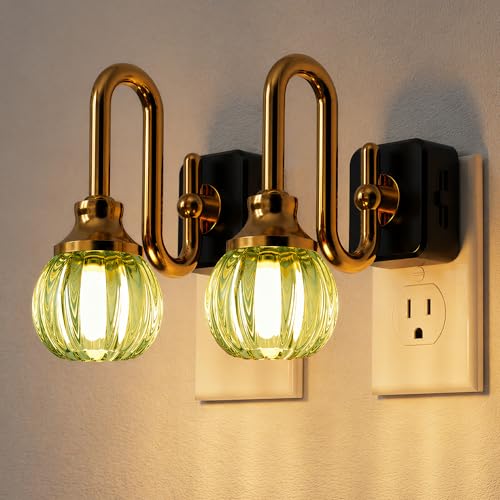 JandCase Night Light, Night Lights Plug into Wall Green Tulip 2 Pack - color: Green Tulip