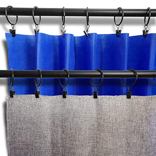 LLPJS Curtain Rings with Clips, 1.5 inch ID, 40 Pack, Black - color: Black, size: 1.5" I D Set of 40