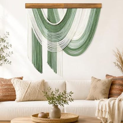 MEIVINES Large Macrame Wall Hanging Boho Tapestry Macrame Wall Art Decor - color: Sage Green