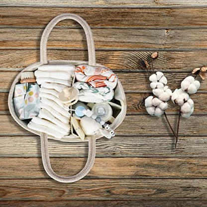 XUANGUO Cotton Rope Baby Diaper Caddy Organizer Basket with Handles Oatmeal - color: oatmeal, size: Regular