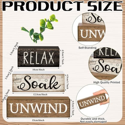 Moucuny 4 Pcs Bathroom Shelf Decor Sign Farmhouse Wooden Bathroom Decor - style: Bathroom Leaves