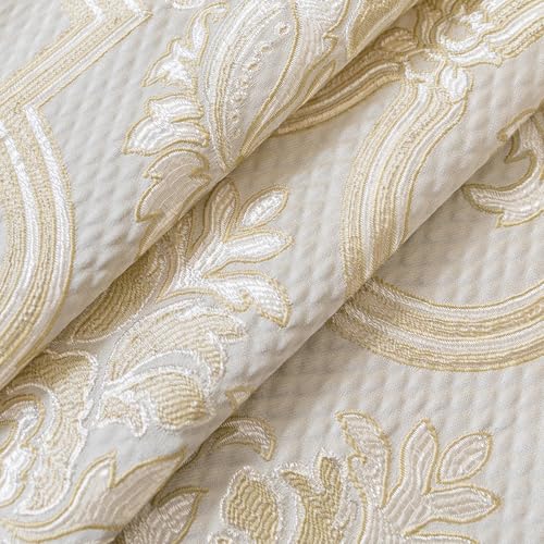 Loom and Mill Luxury Damask Floral Valances for Windows, Beige Gold,54"x18" - color: Beige Gold