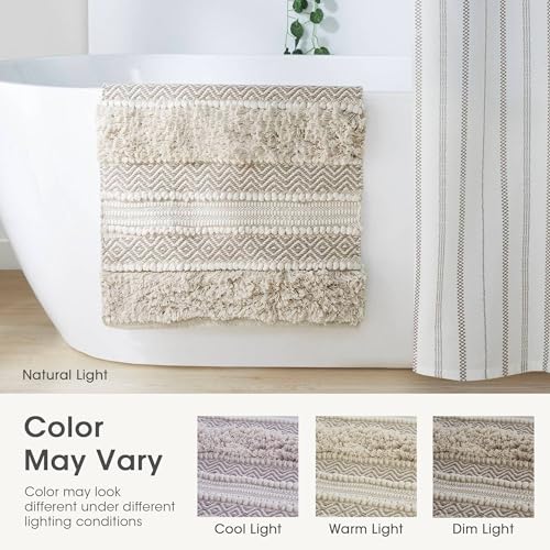 INK+IVY Asher Non-Slip Bath Rug Absorbent Quick Dry, 20 x 32, Natural - color: Natural, size: 1'8" x 2'8" (Rectangular)