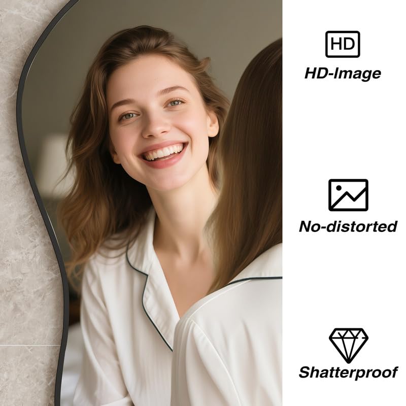 Irregular Wall Mirror 24×40 Inch Black - color: Black, size: 24"L x 40"W