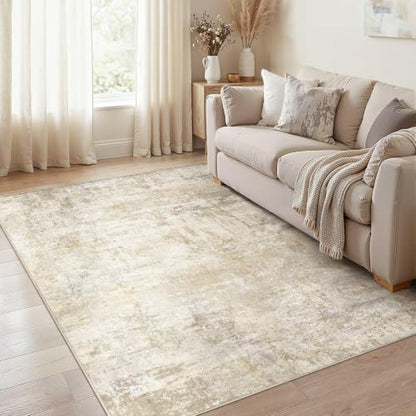 cotiled 5x8 Area Rugs Living Room: Washable Abstract Rug Beige - color: Beige, size: 5' x 8' (Rectangular)
