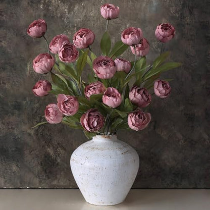 6 Pcs 27" Faux Silk Peony Artificial Flowers Stems for Vase (Warm Pink) - color: Warm Pink