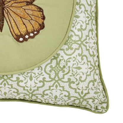 Touch of Class Butterfly Eden Embroidered Pillow, Moss Green, 16" Square - size: Pillow 16 Inches Square