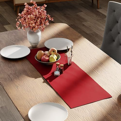 Encasa XO Table Runner, Cotton Canvas Dining Runner 13"x36" - color: Deep Red, size: 13x36 in
