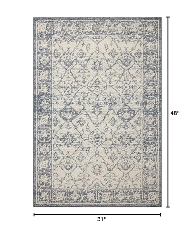 Loloi Magnolia Home Gigi Ivory/Blue 2'-7" x 4' Accent Rug - color: Ivory / Blue, size: 2'7" x 4' (Rectangular)
