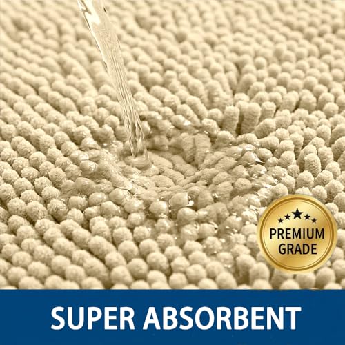 Bathroom Rugs Sets 2 Piece,Super Absorbent Chenille Bath Mats and U-Shaped Toilet Rug,Strong PVC Non Slip Backing,Microfiber Washable Dry Quickly Bath Mats for Bathroom(20"x32"+20"x20"U, Camel) - color: Camel