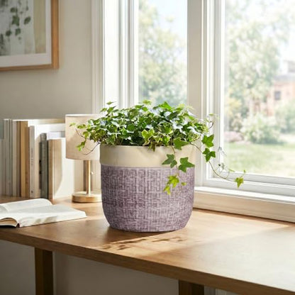 8 Inch Plant Pot, Ceramic Planter, Round Pot for Plants, Purple - color: Purple, size: 8 Inch