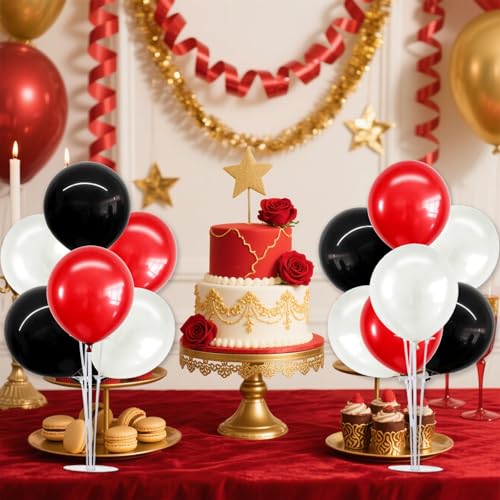 TONIFUL 4 Set Black Red White Balloon Stand Balloon Centerpieces for Table - color: Black Red White