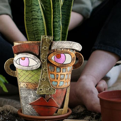 Midogaigai Abstract Face Planter Pots for Indoor Plants&Flowers Home Decor - style: Classic