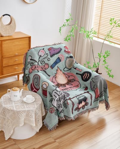 Erke Boho Throw Blanket Cushion Cover Sheet Blanket Chair Recliner Cover Rug Hanging Tapestry Furniture Slipcover (Fire, 50" X 70") - color: Fire