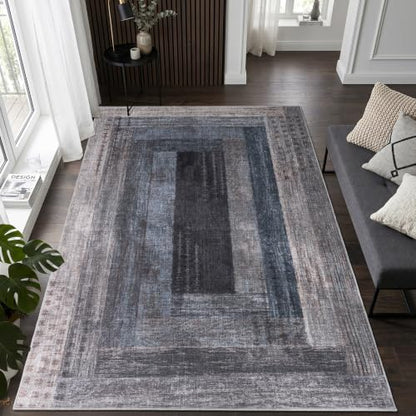 Neutral Geometric Blue 8x10 ft Large Rug for Living Room Bedroom - color: Blue, size: 8' x 10' (Rectangular)