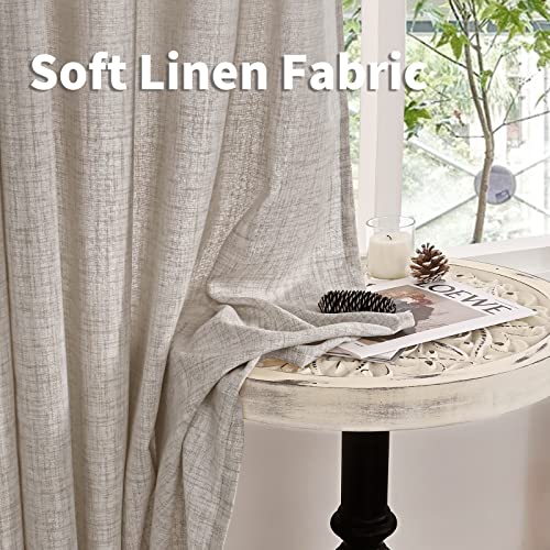 YoungsTex Natural Linen Semi Sheer Curtains 38 x 63 Inch Length 2 Panels - color: Natural, size: 38"W x 63"L (Pack of 2)