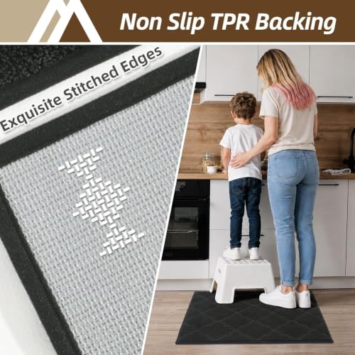 COSY HOMEER Kitchen Rugs Non Slip Washable 32"x48",Black - color: Black, size: 32"X 48"