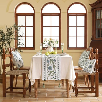 ISAENNE Designer French Linen Table Runner,87"x12"-Mosella E - color: Mosella E, size: 12X87 Inches