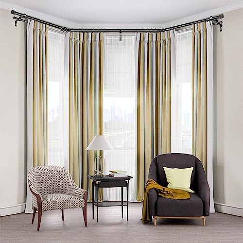 HOTOZON Double Bay Window Curtain Rods 36 to 72 Inches(Center Rod), Black - color: Black