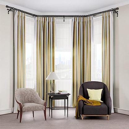 HOTOZON Double Bay Window Curtain Rods 36 to 72 Inches(Center Rod), Black - color: Black