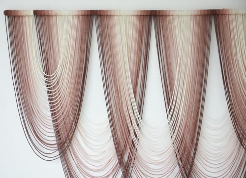 Macrame Wall Hanging Dip Dyed Pink Boho Yarn Fiber Wall Art 57" W x 41" L - color: Pink