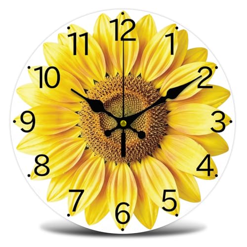 Sunflower Wall Clock Silent Non-Ticking 12" for Living Room Decor - color: Sunflower