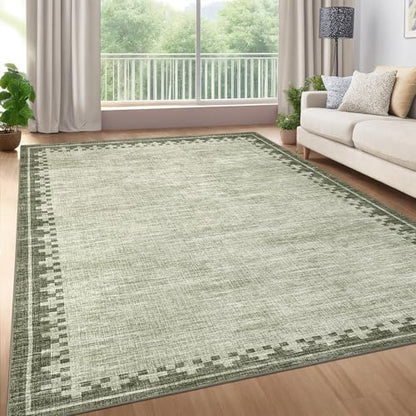GarveeHome 8x10 Cross Bordered Living Room Rug Non Slip Neutral Carpet - color: Green, size: 8' x 10' (Rectangular)