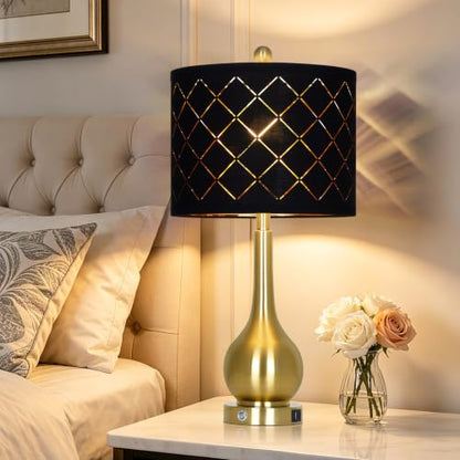 26" Gold Table Lamps Set of 2 for Bedroom Nightstand & Living Room - color: Black & Gold - 26"H