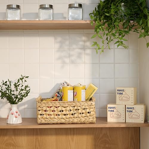 NAYA Set of 2L (16.5"&15") Water Hyacinth Wicker Shelf Storage Baskets - size: Set 2 Medium - Large