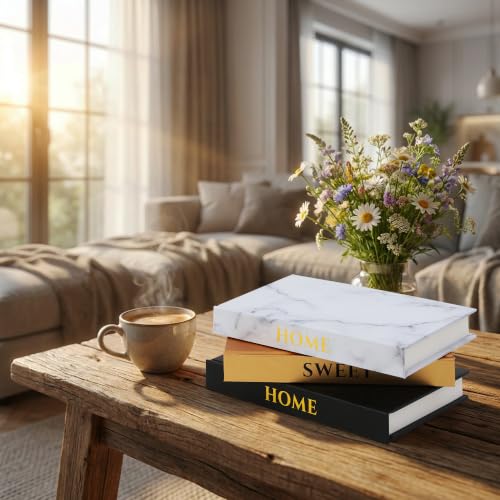 Decorative books for Home Decor Living Room Decoration Coffee Table Faux Books Décor with Blank Pages Inside, Stacked Book Decor