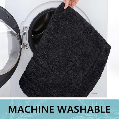 Buganda Microfiber Bathroom Rugs 47x20, Soft Shaggy Absorbent Bath Rugs - color: Black, size: 47" X 20"