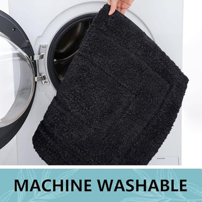 Buganda Microfiber Bathroom Rugs 47x20, Soft Shaggy Absorbent Bath Rugs - color: Black, size: 47" X 20"