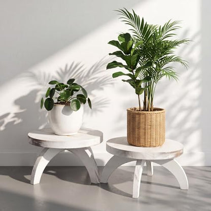 Novabright 2 Pcs Short Plant Stand Small Wood Plant Stool, White - color: White