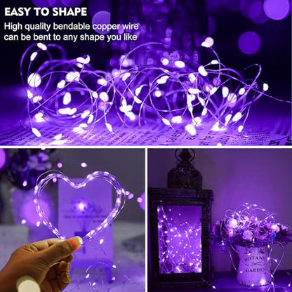 ZGWJ 50 Pack Purple Fairy Lights, Mini String Lights - color: Purple, size: 50P