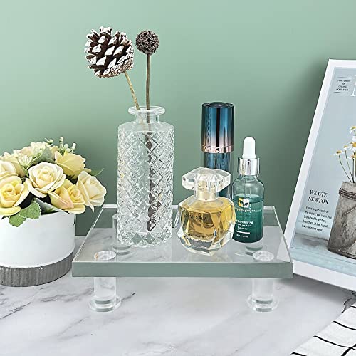 Acrylic Pedestal Tray Stand Riser for Bathroom Kitchen countertop, Clear Display Base Home Decor