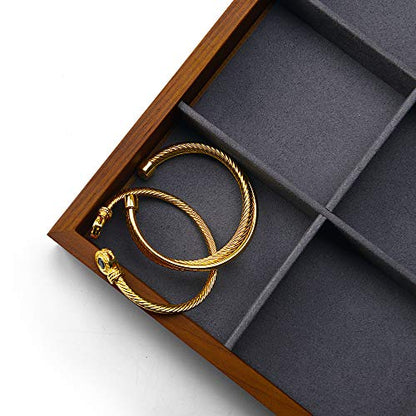 Oirlv Solid Wood Jewelry Tray,Jewelry Drawer Organizer,12 Grid - color: Grey 12 grid tray
