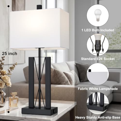 Lolikit 25" Modern Table Lamp for Living Room,Bedside Lamp for Bedroom - color: White - 25"H - 1 Pack