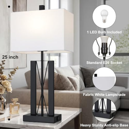 Lolikit 25" Modern Table Lamp for Living Room,Bedside Lamp for Bedroom - color: White - 25"H - 1 Pack