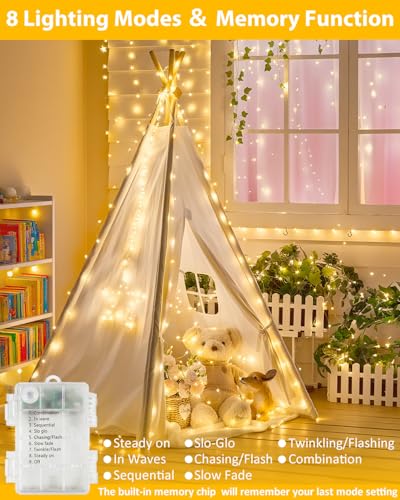 6 Pack 100 LED Fairy Lights Battery Operated with Remote, 33 FT Warm White - color: Warm White, size: 6PK（100LED with Remote）